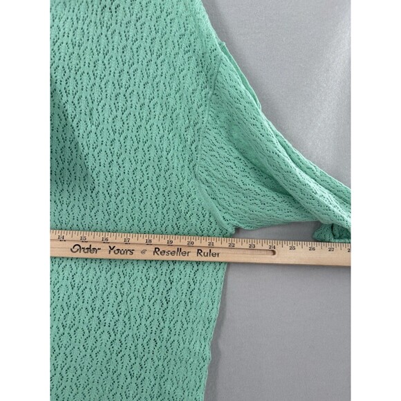 I LOVE MR. MITTENS XS/S Sweater Cotton Lace Crochet Polo Mint Green NWT - Picture 3 of 7